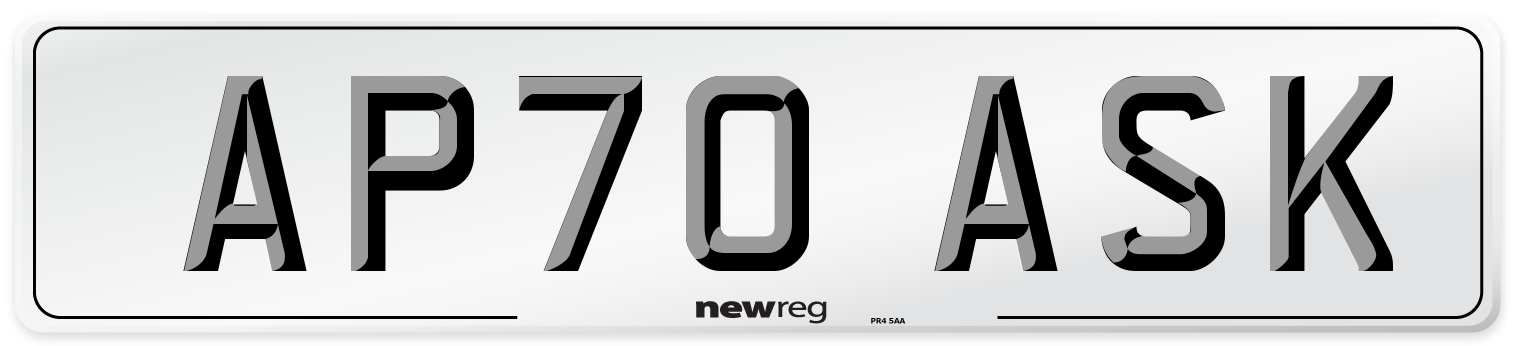 AP70 ASK Number Plate from New Reg